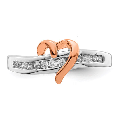 Sterlingsilber Rhodiniert Vermeil Poliert Herz Zirkonia Ring