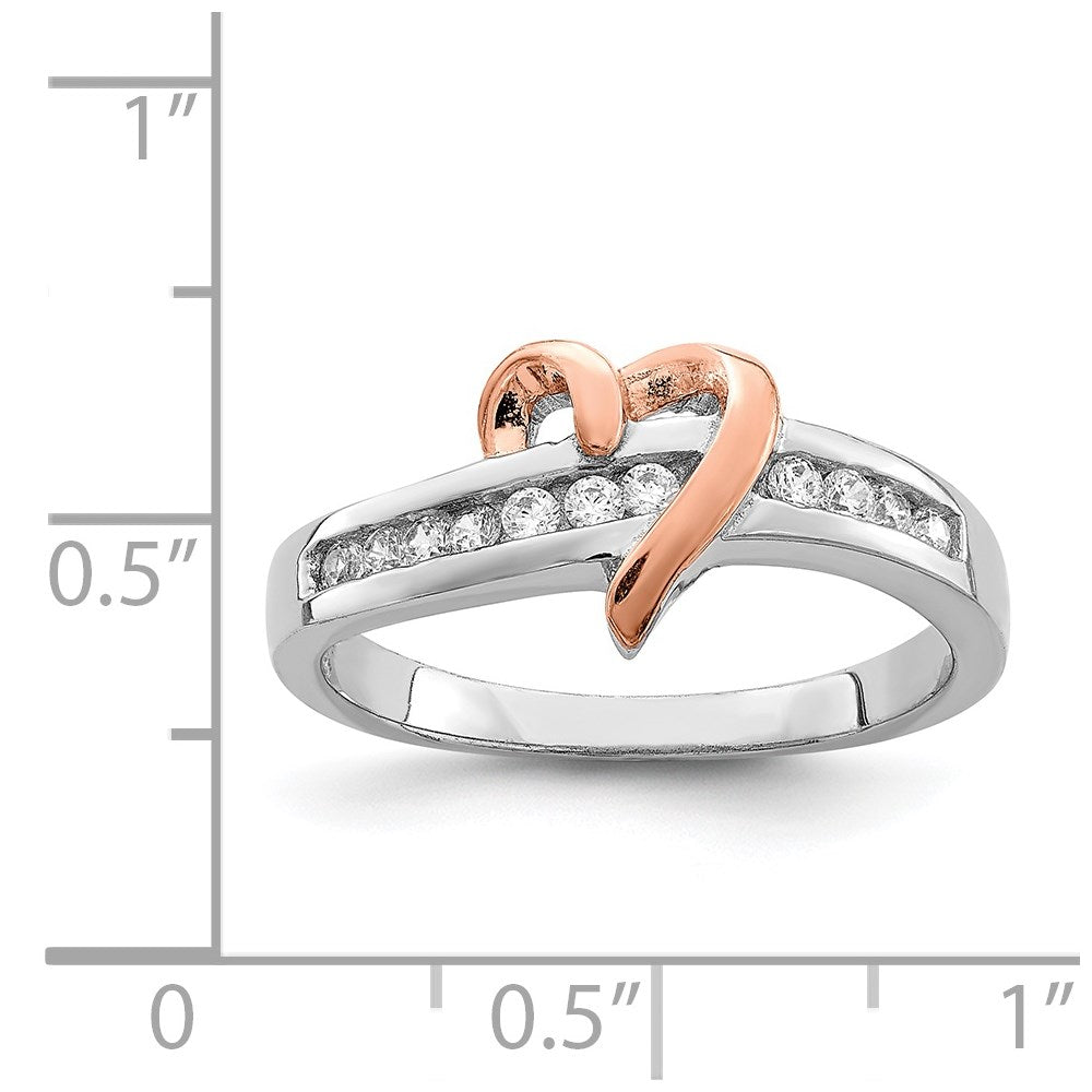 Sterlingsilber Rhodiniert Vermeil Poliert Herz Zirkonia Ring
