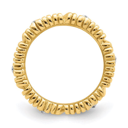 Sterlingsilber & Vermeil Zirkonia Wrapped Look Ring (size 6 Nur)