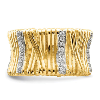 Sterlingsilber & Vermeil Zirkonia Wrapped Look Ring (size 6 Nur)