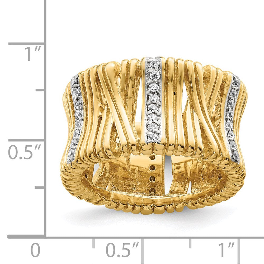 Sterlingsilber & Vermeil Zirkonia Wrapped Look Ring (size 6 Nur)