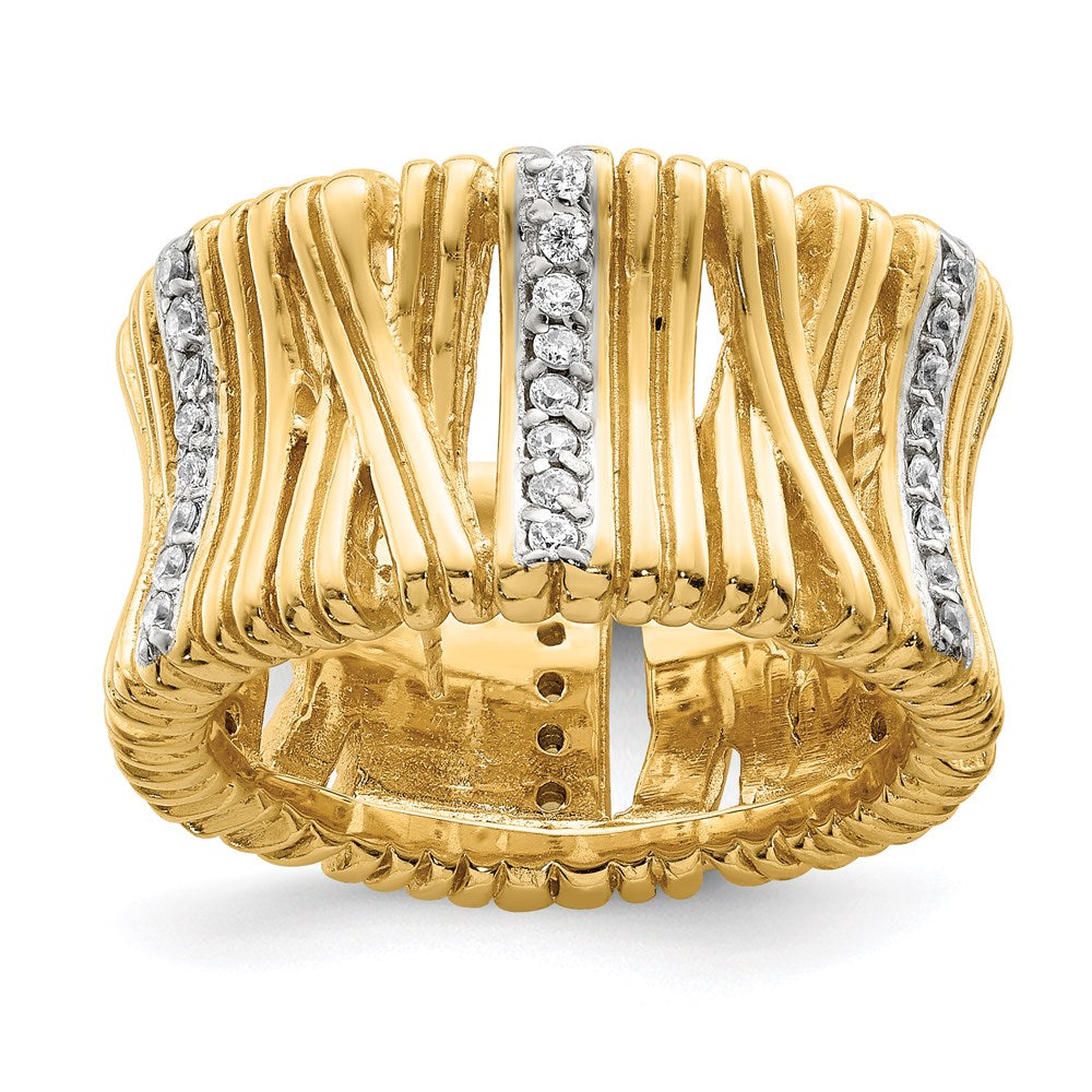 Sterlingsilber & Vermeil Zirkonia Wrapped Look Ring (size 6 Nur)