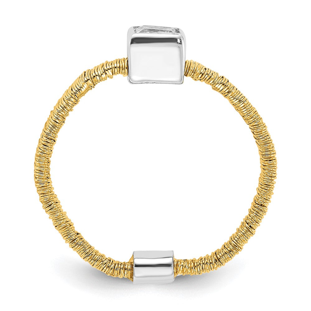 Sterlingsilber mit Goldfarben Vermeil Draht Wrapped Zirkonia Ring (size 7 Nur)