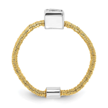 Sterlingsilber mit Goldfarben Vermeil Draht Wrapped Zirkonia Ring (size 7 Nur)