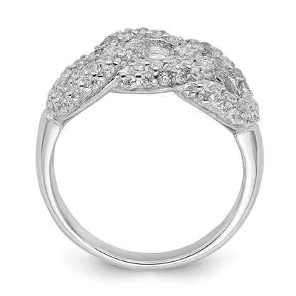 Sterlingsilber Poliert Drei Interlocking Zirkonia Kreise Ring (size 7 Nur)