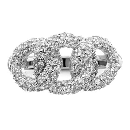 Sterlingsilber Poliert Drei Interlocking Zirkonia Kreise Ring (size 7 Nur)