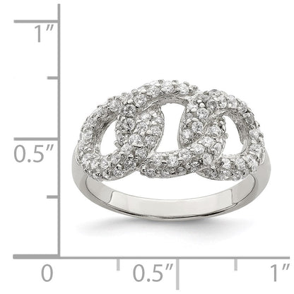 Sterlingsilber Poliert Drei Interlocking Zirkonia Kreise Ring (size 7 Nur)