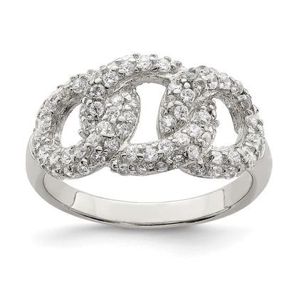 Sterlingsilber Poliert Drei Interlocking Zirkonia Kreise Ring (size 7 Nur)