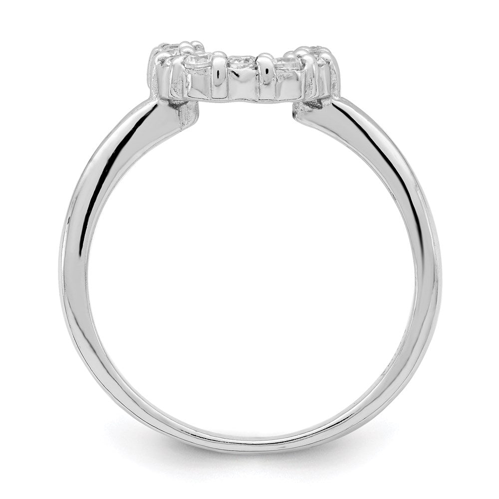 Sterlingsilber Rhodiniert Poliert U Geformt Klar Zirkonia Ring