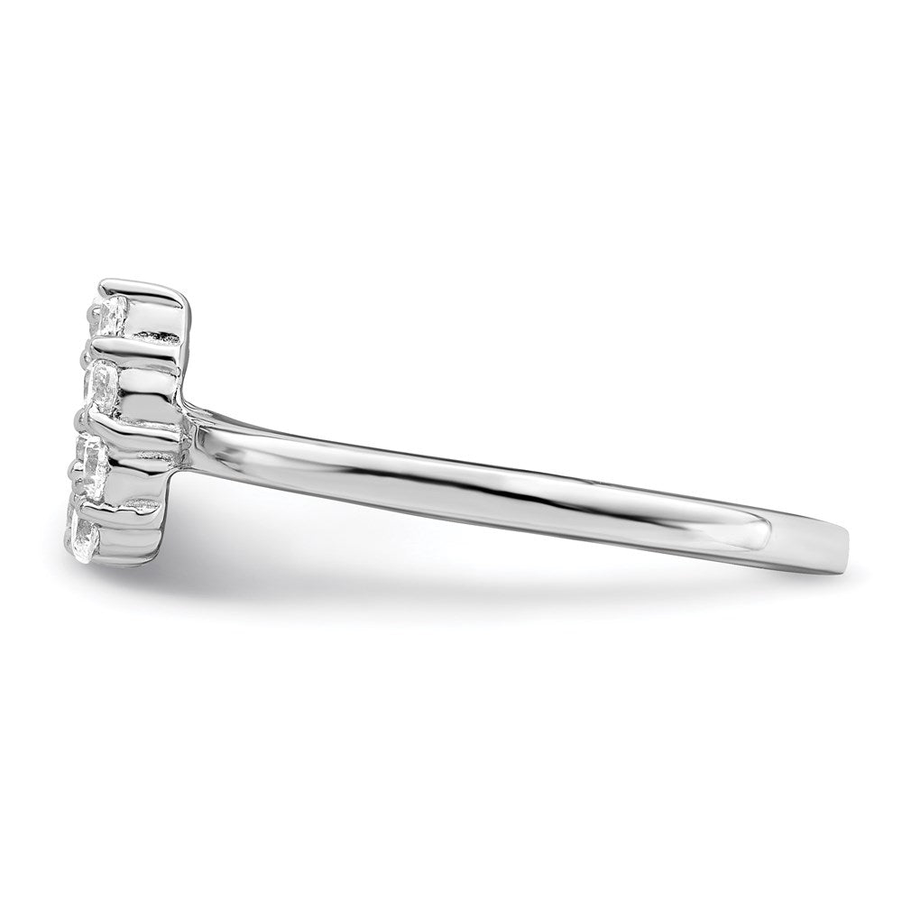 Sterlingsilber Rhodiniert Poliert U Geformt Klar Zirkonia Ring