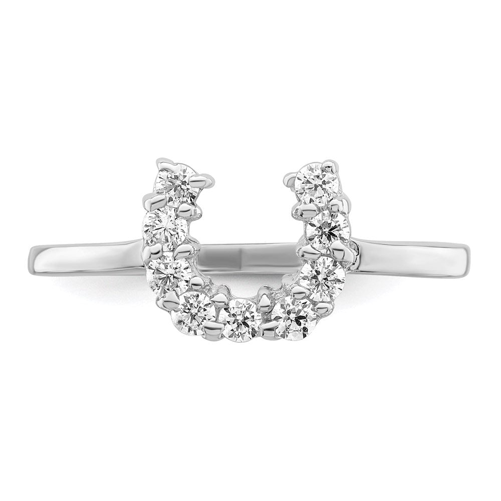 Sterlingsilber Rhodiniert Poliert U Geformt Klar Zirkonia Ring