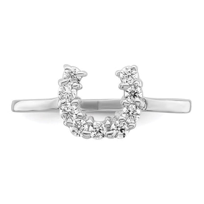Sterlingsilber Rhodiniert Poliert U Geformt Klar Zirkonia Ring