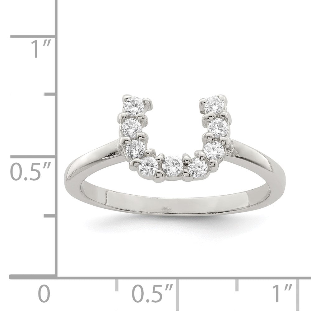 Sterlingsilber Rhodiniert Poliert U Geformt Klar Zirkonia Ring