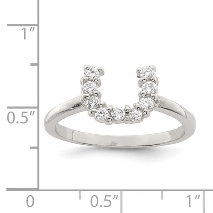 Sterlingsilber Rhodiniert Poliert U Geformt Klar Zirkonia Ring