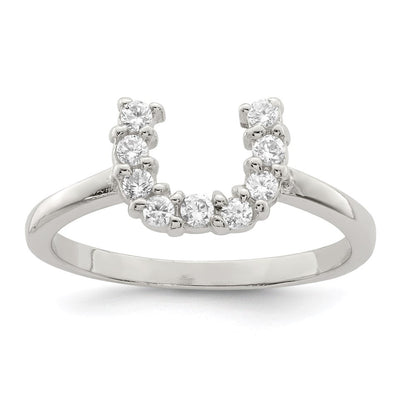 Sterlingsilber Rhodiniert Poliert U Geformt Klar Zirkonia Ring
