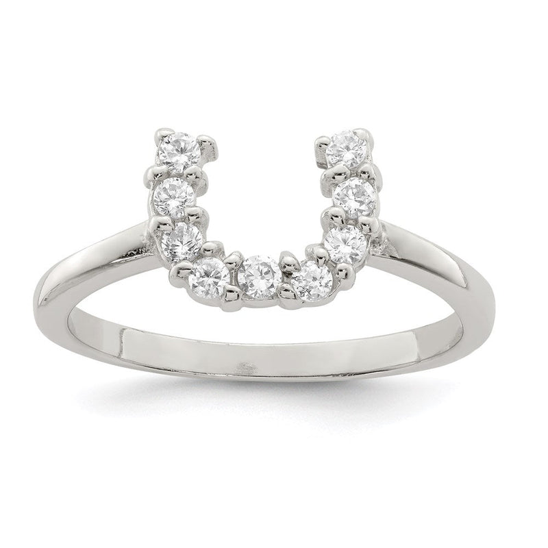 Sterlingsilber Rhodiniert Poliert U Geformt Klar Zirkonia Ring