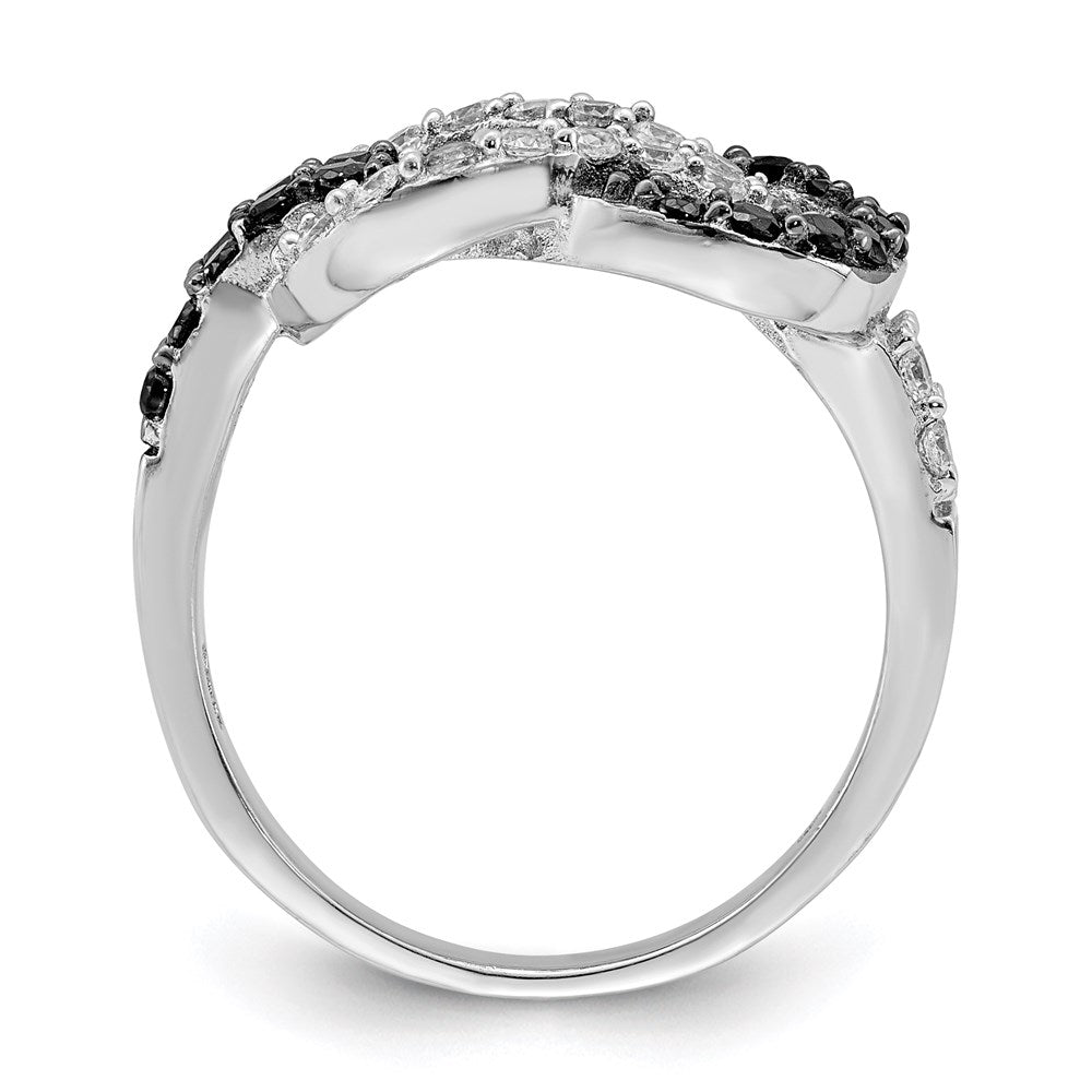 Sterlingsilber Rhodium Schwarz und Klar Zirkonia Liebe Knoten Ring