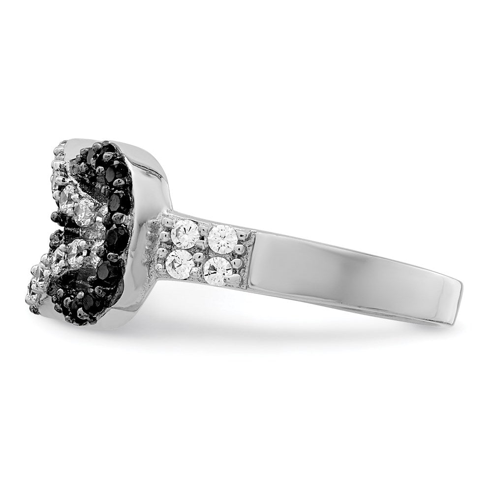Sterlingsilber Rhodium Schwarz und Klar Zirkonia Liebe Knoten Ring