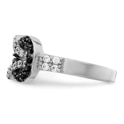Sterlingsilber Rhodium Schwarz und Klar Zirkonia Liebe Knoten Ring