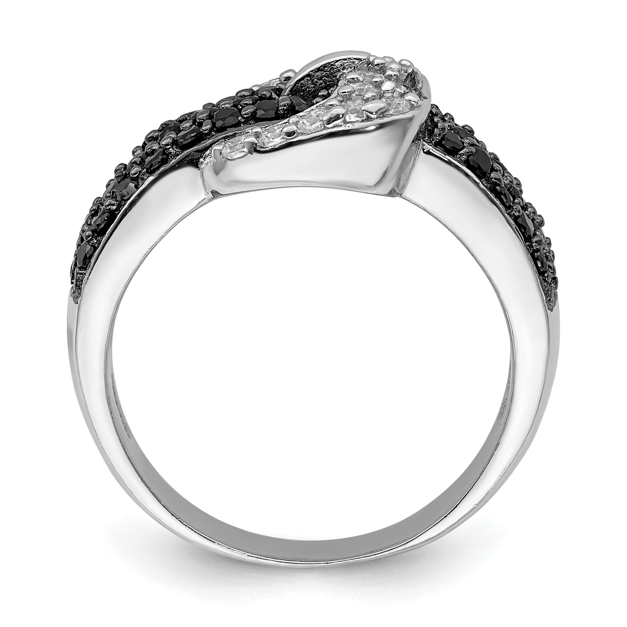 Sterlingsilber Rhodium Schwarz und Klar Zirkonia Schnalle Ring