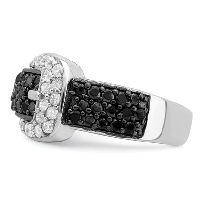 Sterlingsilber Rhodium Schwarz und Klar Zirkonia Schnalle Ring