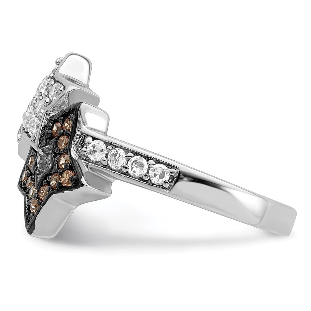 Sterlingsilber Rhodium Klar & Champagne Zirkonia Sterne Ring