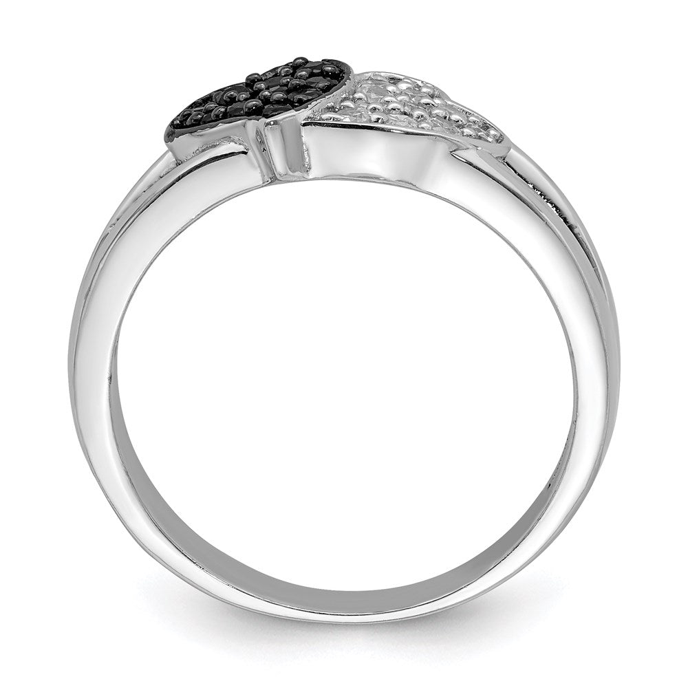 Sterlingsilber Rhodium Klar & Schwarz Zirkonia Herzen Ring