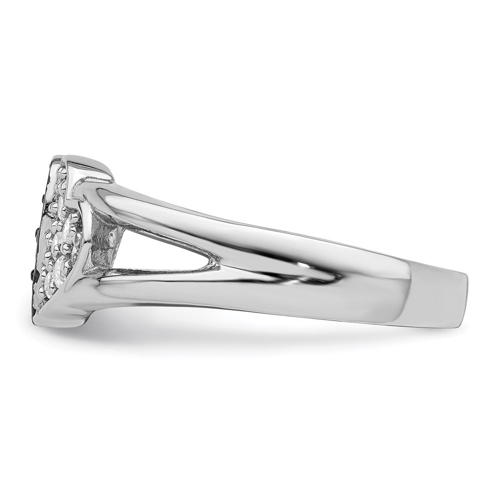 Sterlingsilber Rhodium Klar & Schwarz Zirkonia Herzen Ring