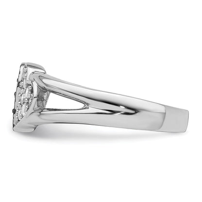 Sterlingsilber Rhodium Klar & Schwarz Zirkonia Herzen Ring