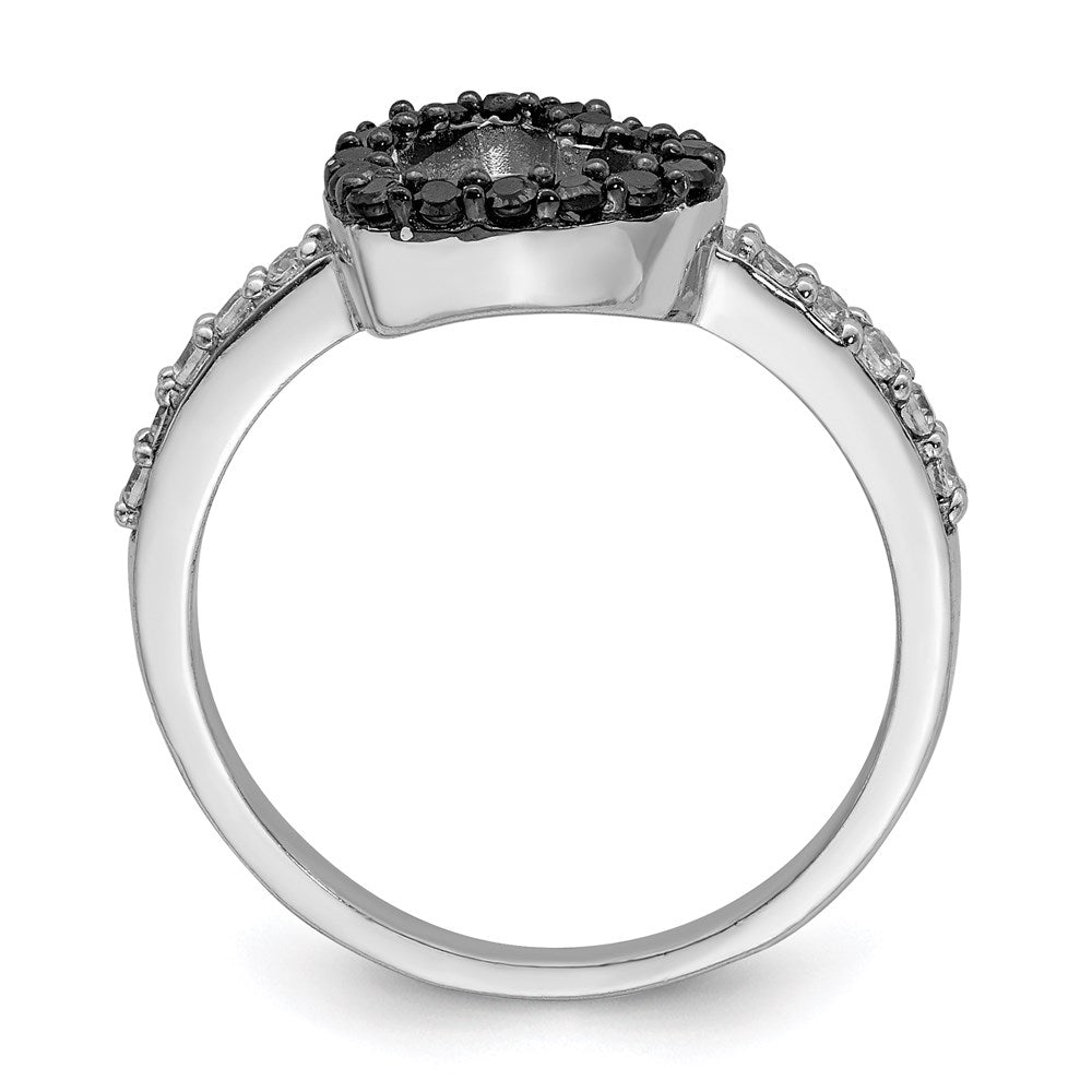 Sterlingsilber Rhodium Schwarz & Weiß Zirkonia Herz Ring
