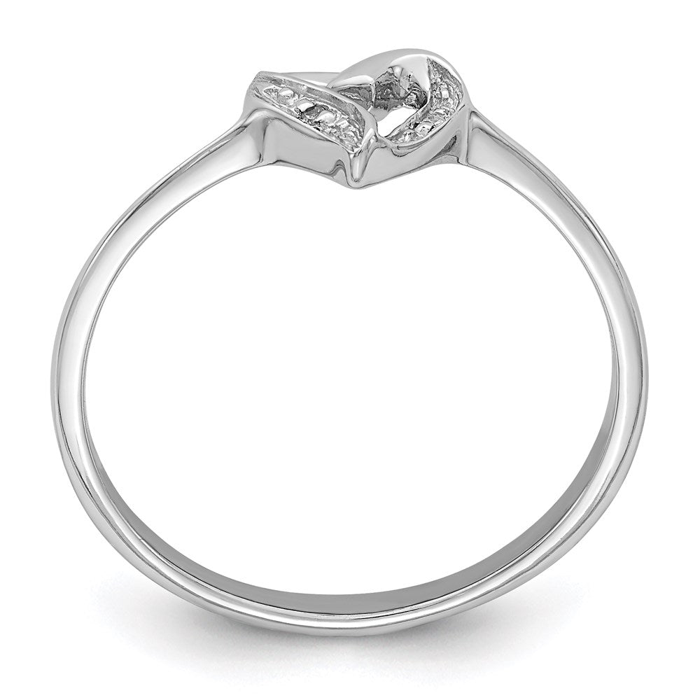 Sterlingsilber Rhodium Poliert Diamant Akzente Herz Ring