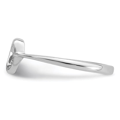 Sterlingsilber Rhodium Poliert Diamant Akzente Herz Ring