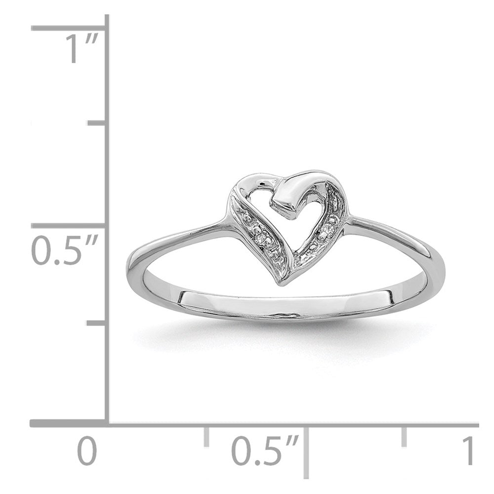 Sterlingsilber Rhodium Poliert Diamant Akzente Herz Ring