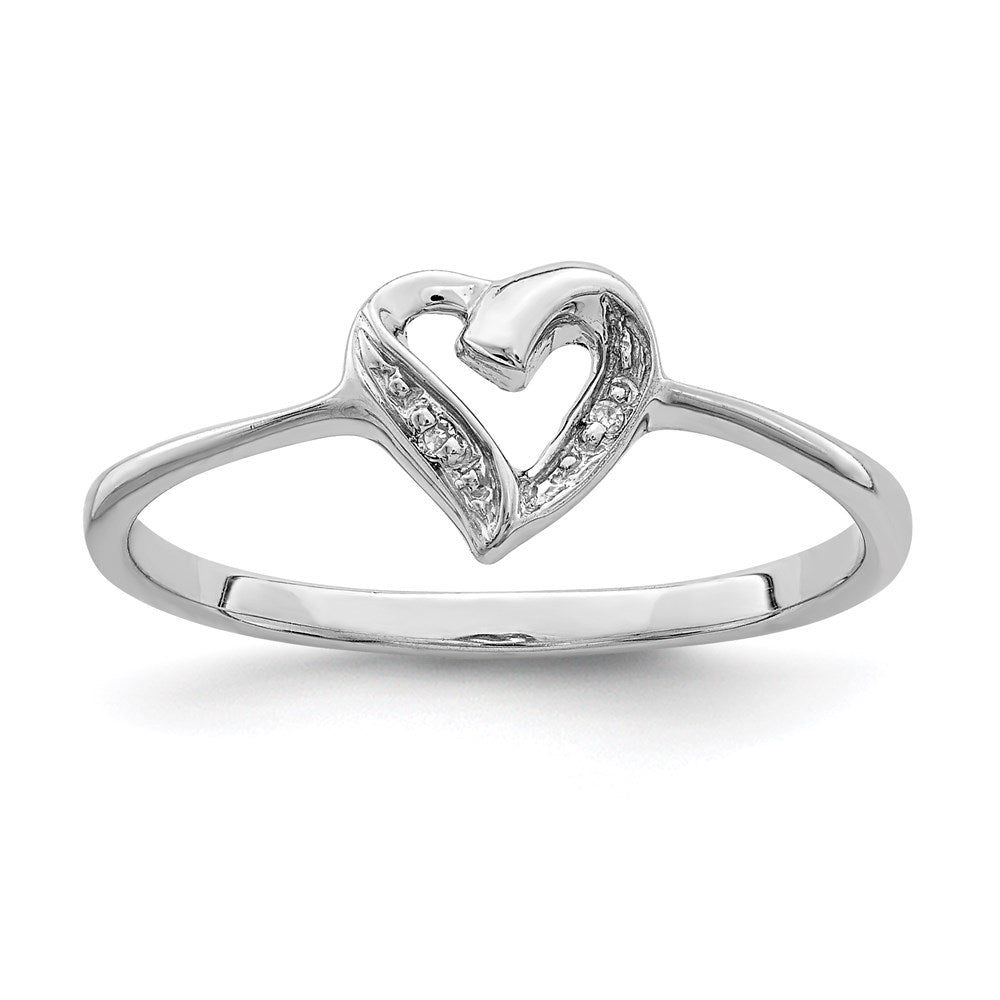 Sterlingsilber Rhodium Poliert Diamant Akzente Herz Ring