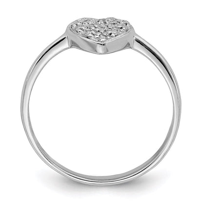 Sterlingsilber Rhodium Poliert Diamant Herz Ring