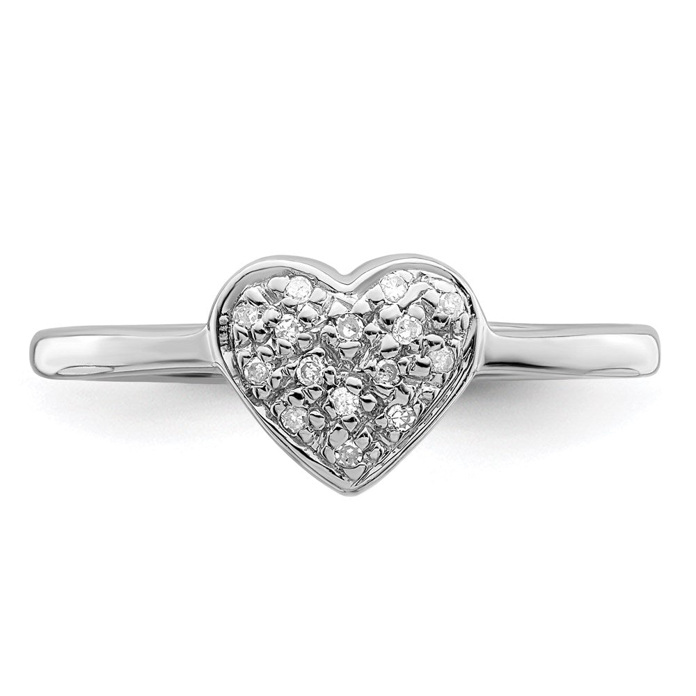 Sterlingsilber Rhodium Poliert Diamant Herz Ring
