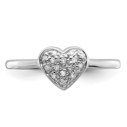 Sterlingsilber Rhodium Poliert Diamant Herz Ring