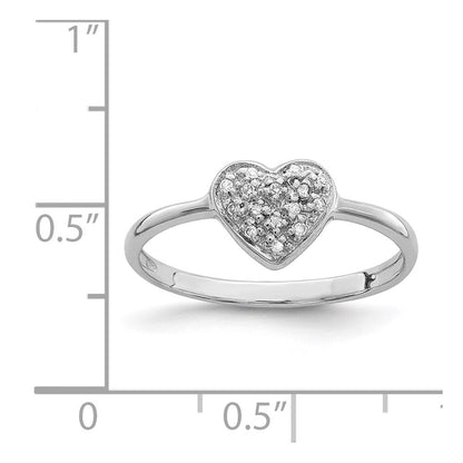 Sterlingsilber Rhodium Poliert Diamant Herz Ring