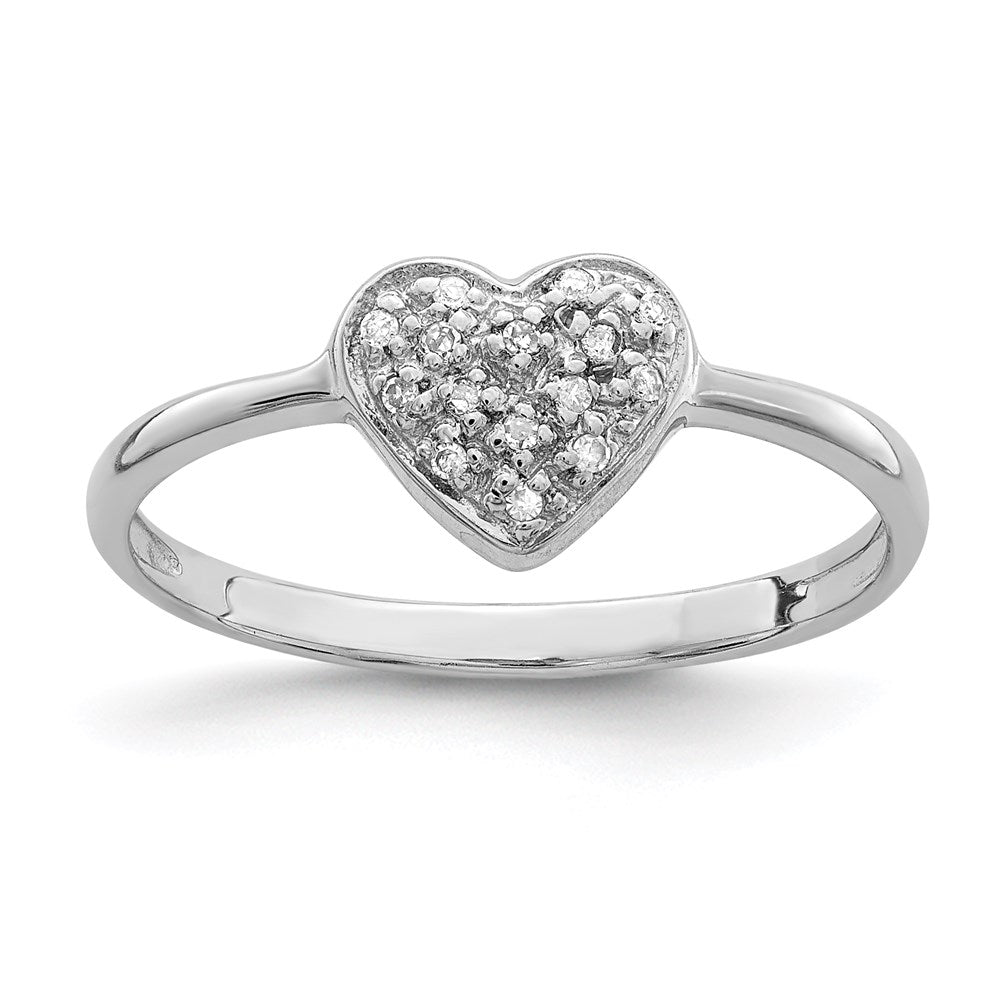 Sterlingsilber Rhodium Poliert Diamant Herz Ring