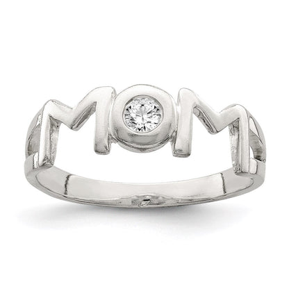 Sterlingsilber & Zirkonia Poliert Mama Ring