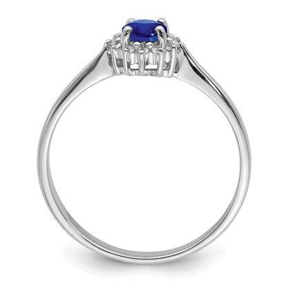 Sterlingsilber Rhodiniert Saphir & Diamant Ring