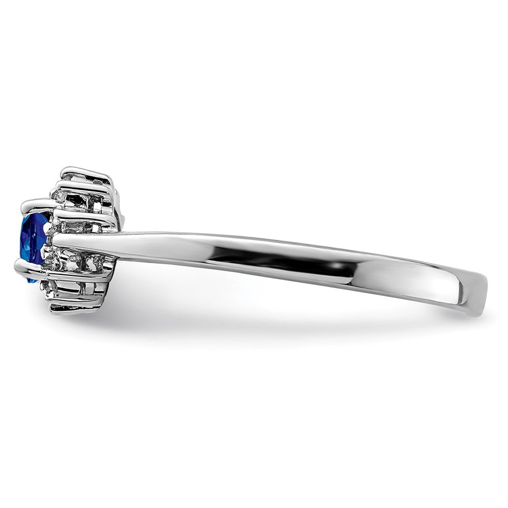 Sterlingsilber Rhodiniert Saphir & Diamant Ring