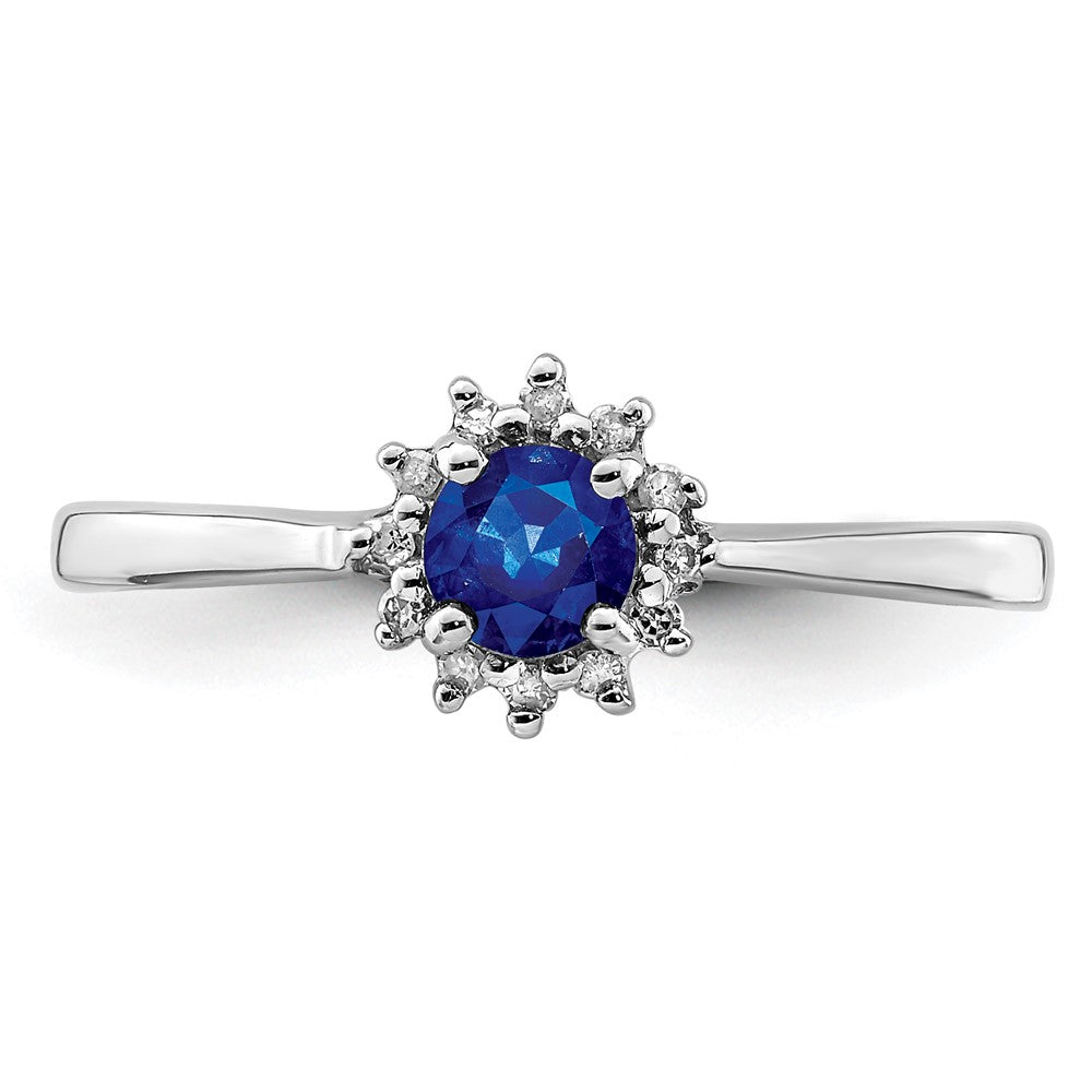 Sterlingsilber Rhodiniert Saphir & Diamant Ring