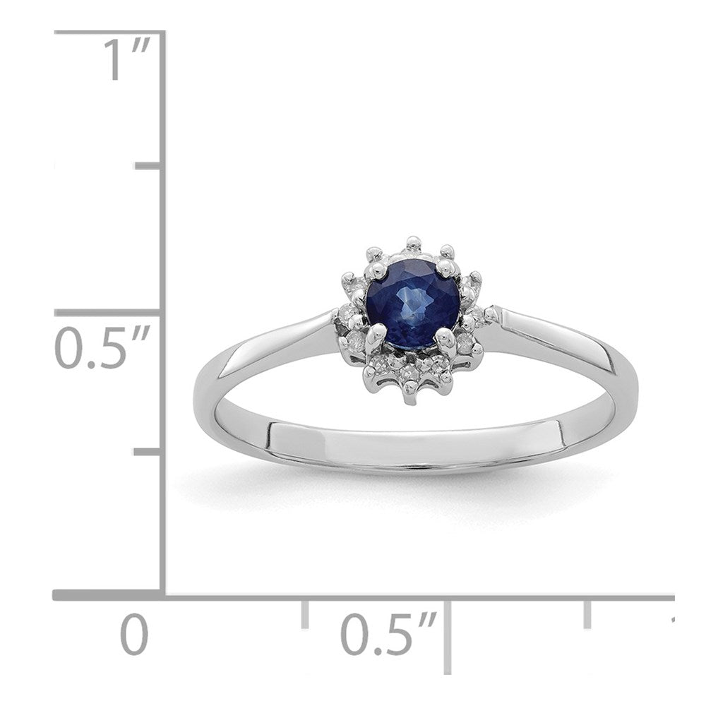 Sterlingsilber Rhodiniert Saphir & Diamant Ring