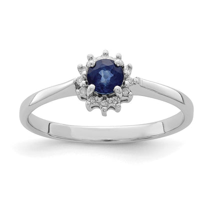 Sterlingsilber Rhodiniert Saphir & Diamant Ring