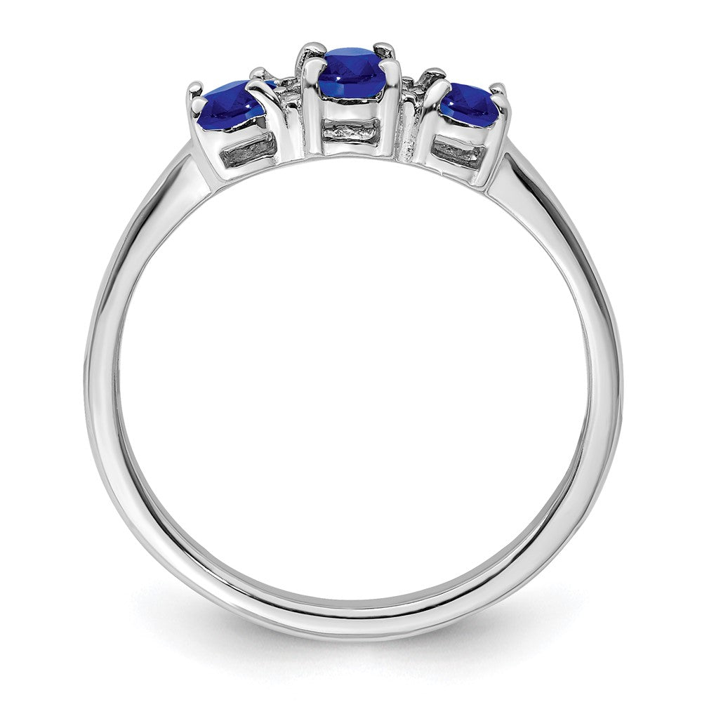 Sterlingsilber Rhodium 3 Oval Saphir & Diamant Ring