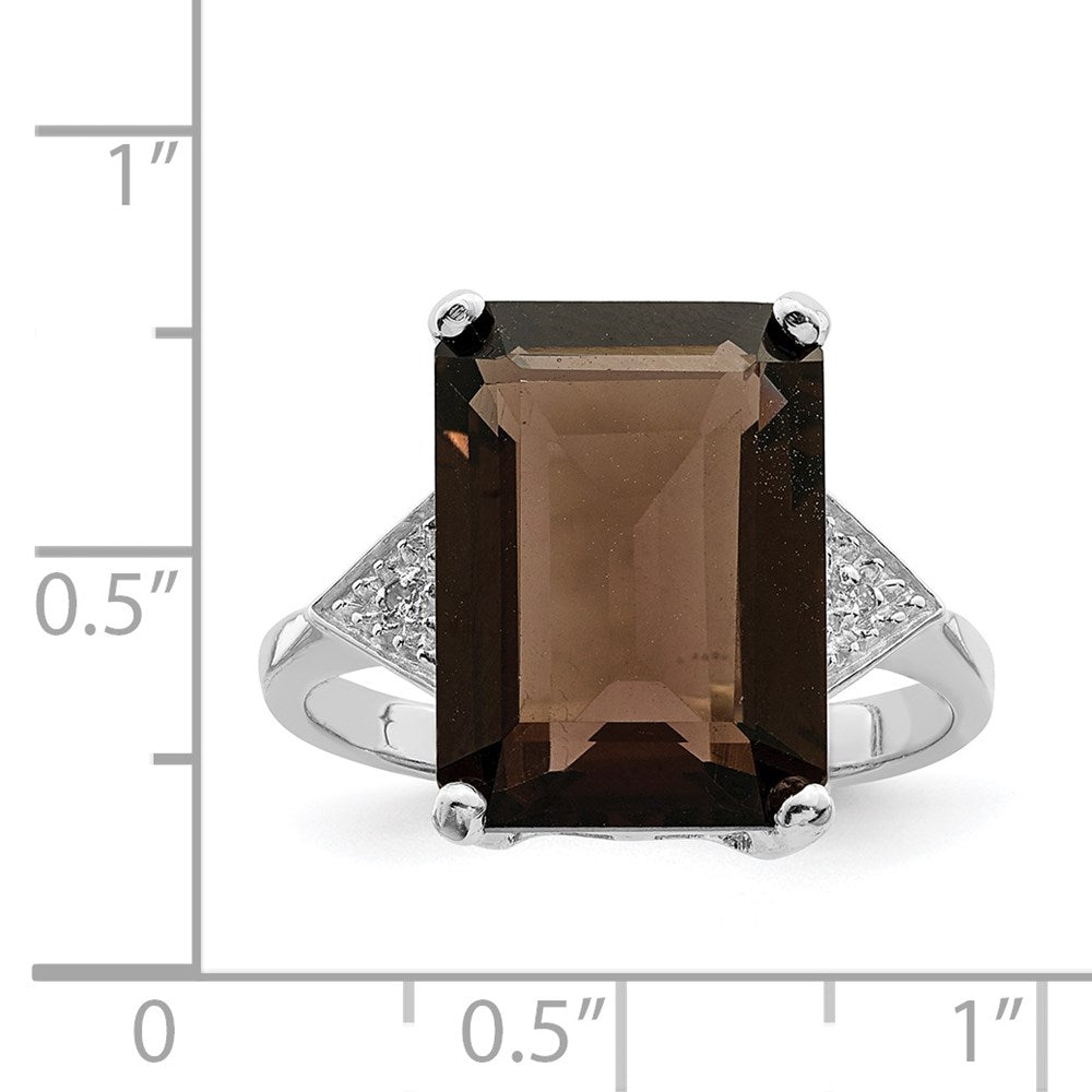 Sterlingsilber Rhodium Rauch Quarz & Diamant Ring
