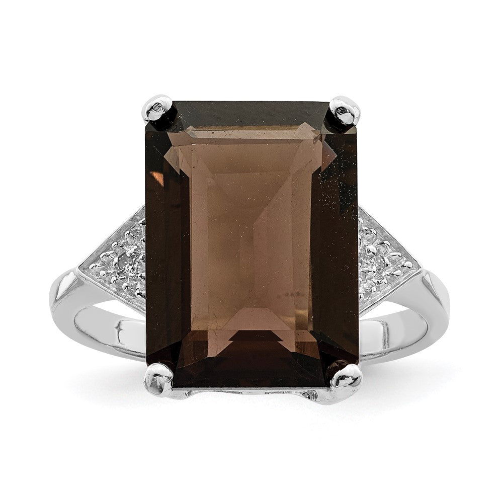 Sterlingsilber Rhodium Rauch Quarz & Diamant Ring