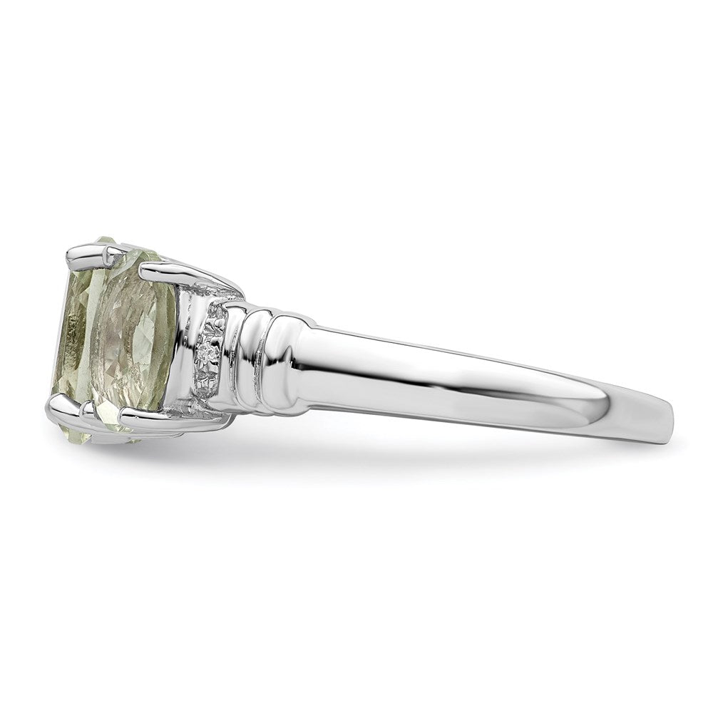 Sterlingsilber Rhodium 3 Tropfen Grün Quarz & Diamant Ring (size 8 Nur)