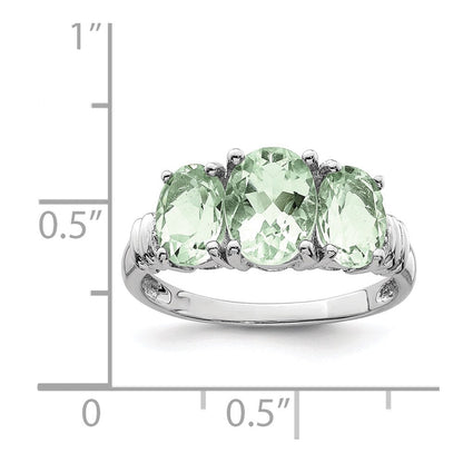 Sterlingsilber Rhodium 3 Tropfen Grün Quarz & Diamant Ring (size 8 Nur)